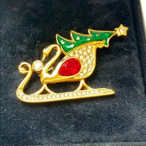 Swarovski Swan Sleigh pin for Christmas with box!